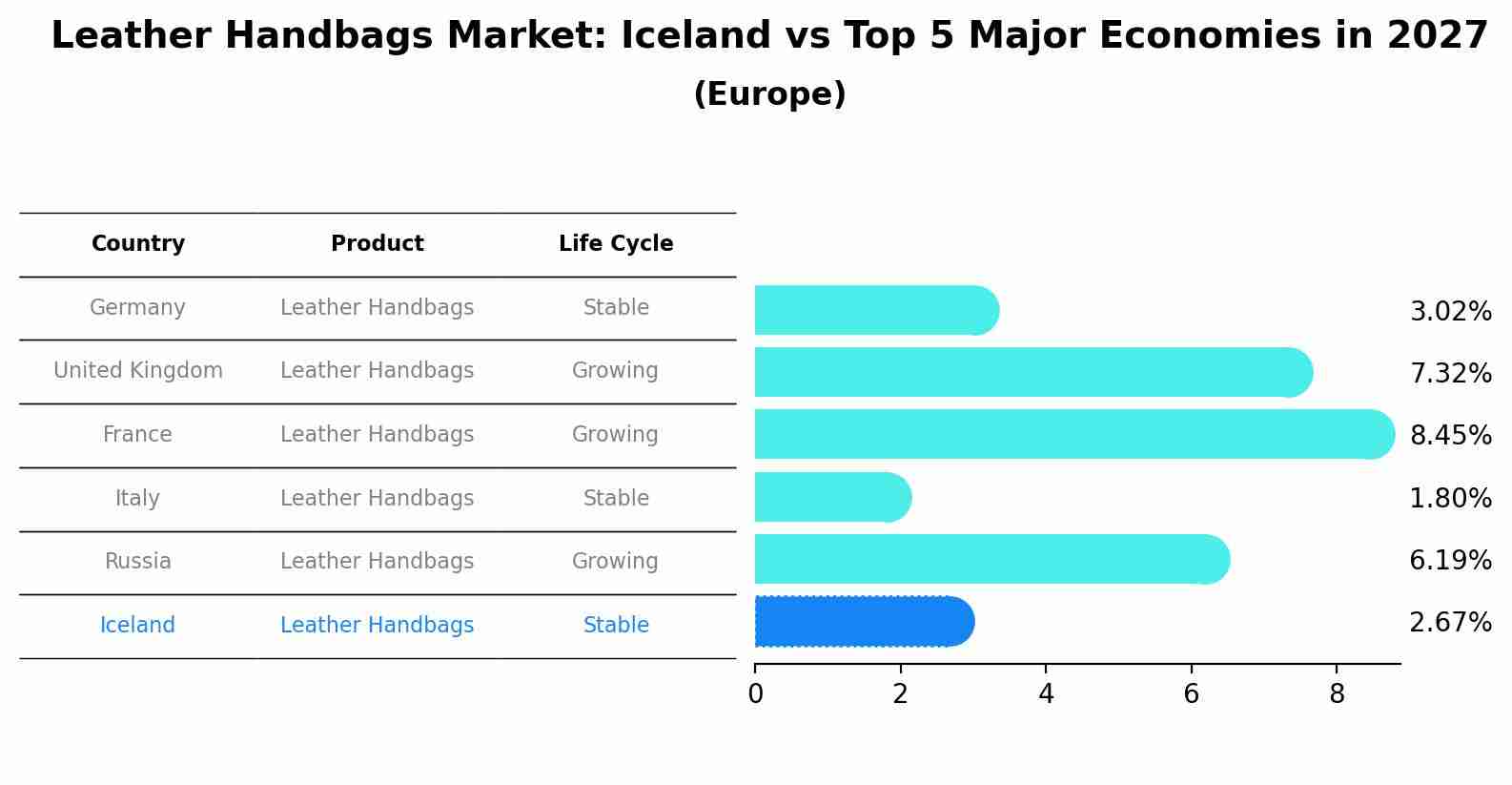 Leather Handbags Market: Iceland vs Top 5 Major Economies in 2027 (Europe)