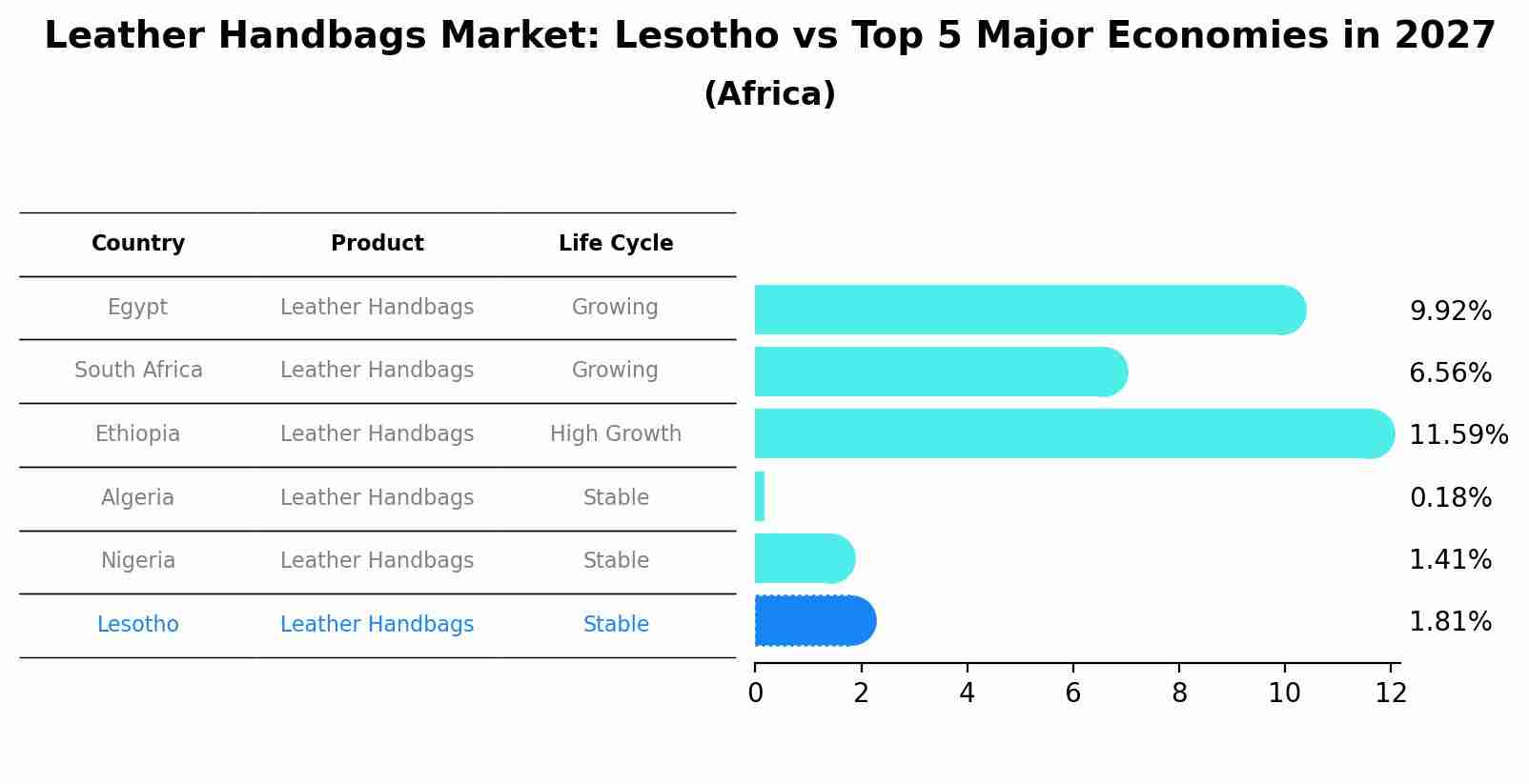 Leather Handbags Market: Lesotho vs Top 5 Major Economies in 2027 (Africa)