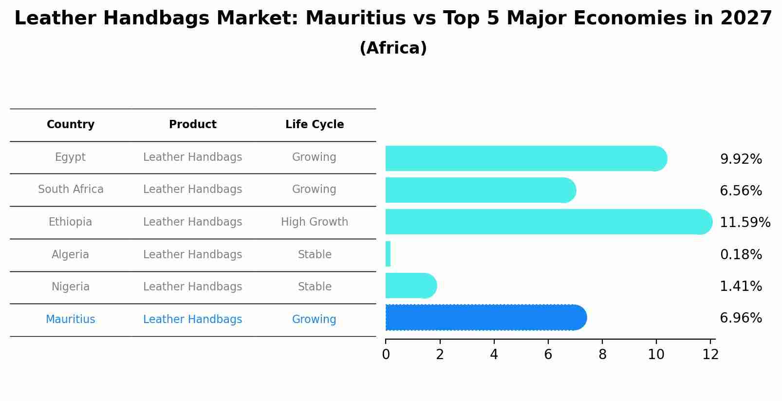Leather Handbags Market: Mauritius vs Top 5 Major Economies in 2027 (Africa)