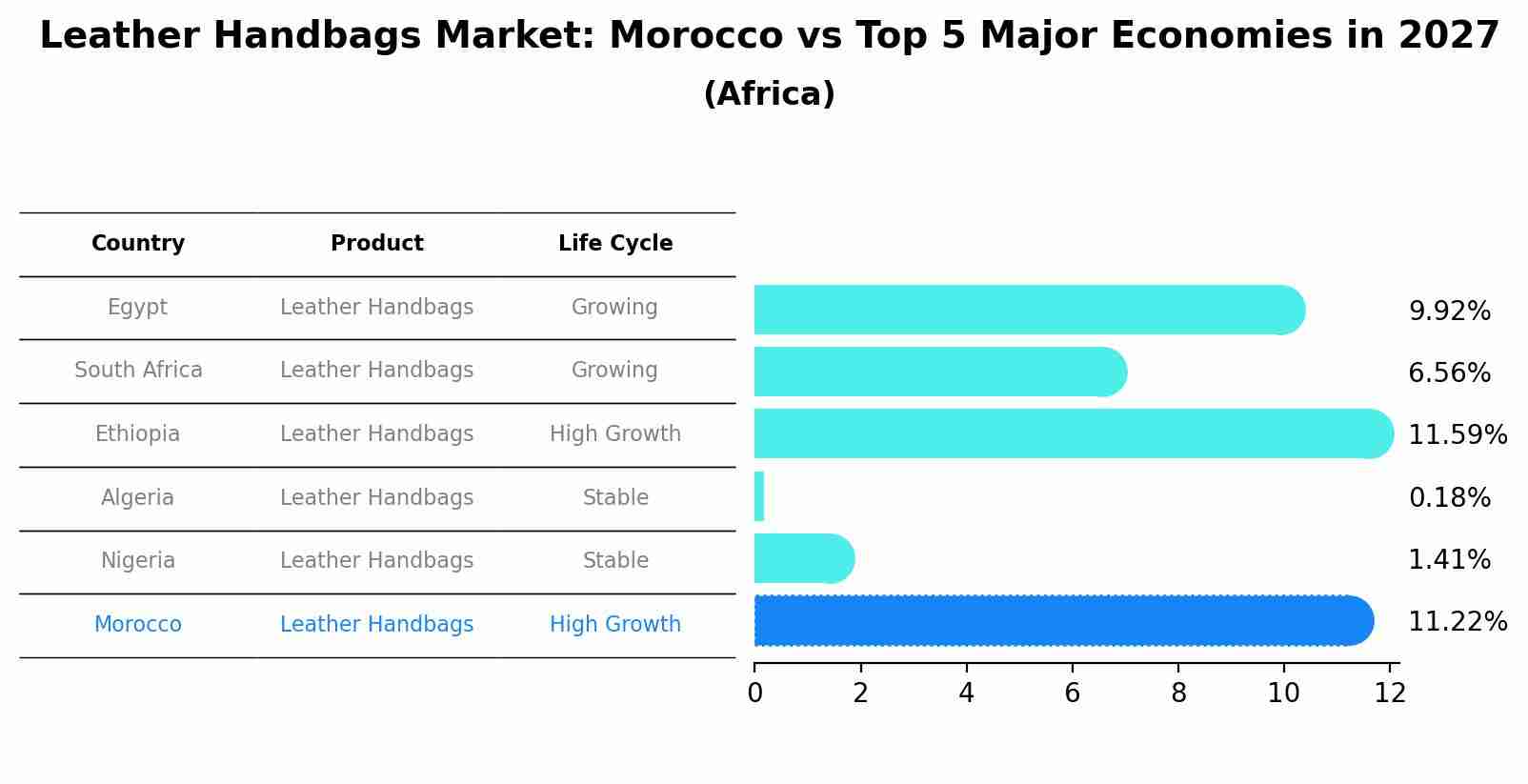 Leather Handbags Market: Morocco vs Top 5 Major Economies in 2027 (Africa)