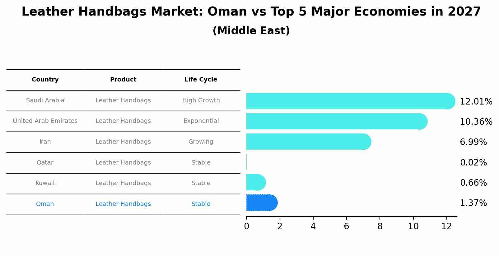 Leather Handbags Market: Oman vs Top 5 Major Economies in 2027 (Middle East)