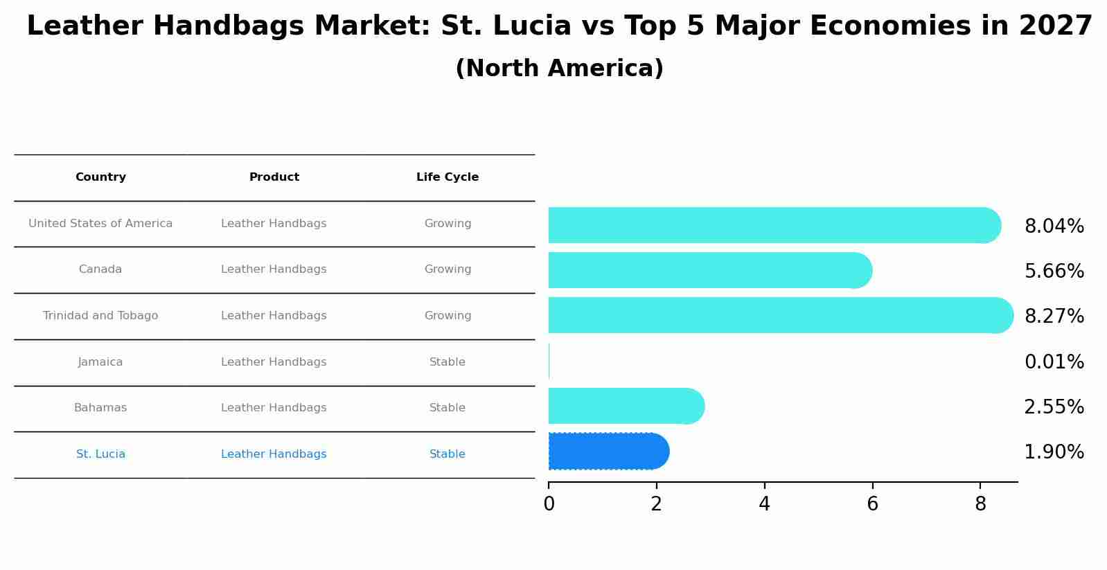 Leather Handbags Market: St. Lucia vs Top 5 Major Economies in 2027 (North America)