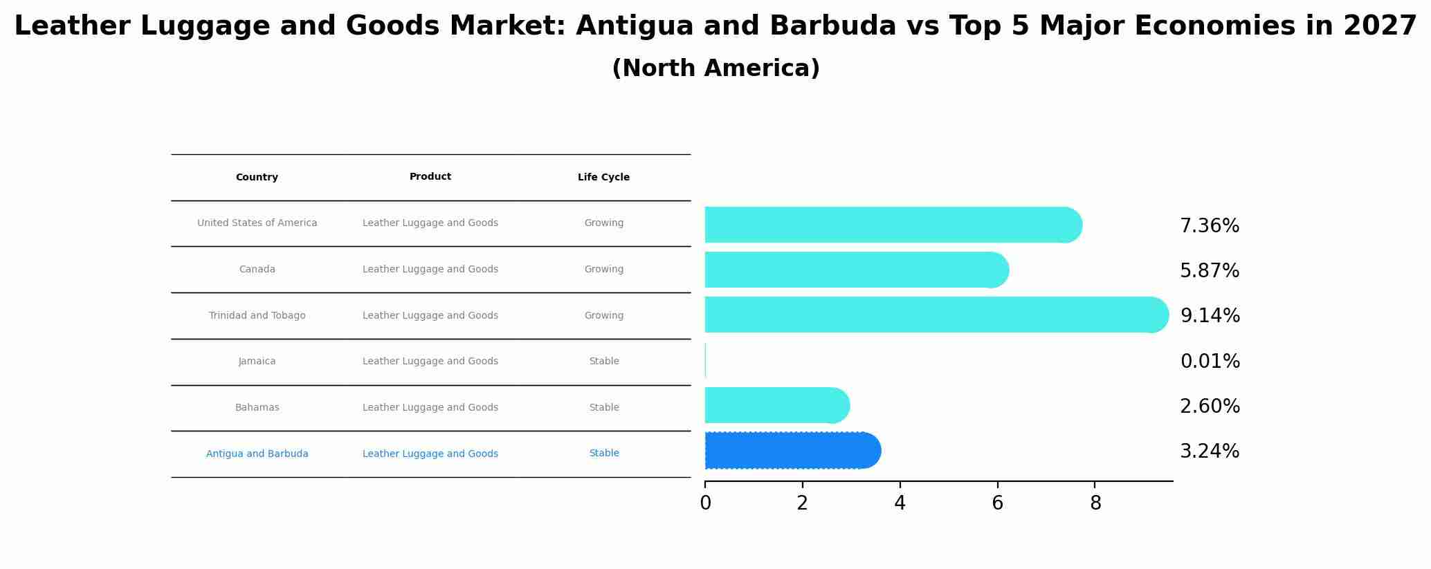 Leather Luggage and Goods Market: Antigua and Barbuda vs Top 5 Major Economies in 2027 (North America)