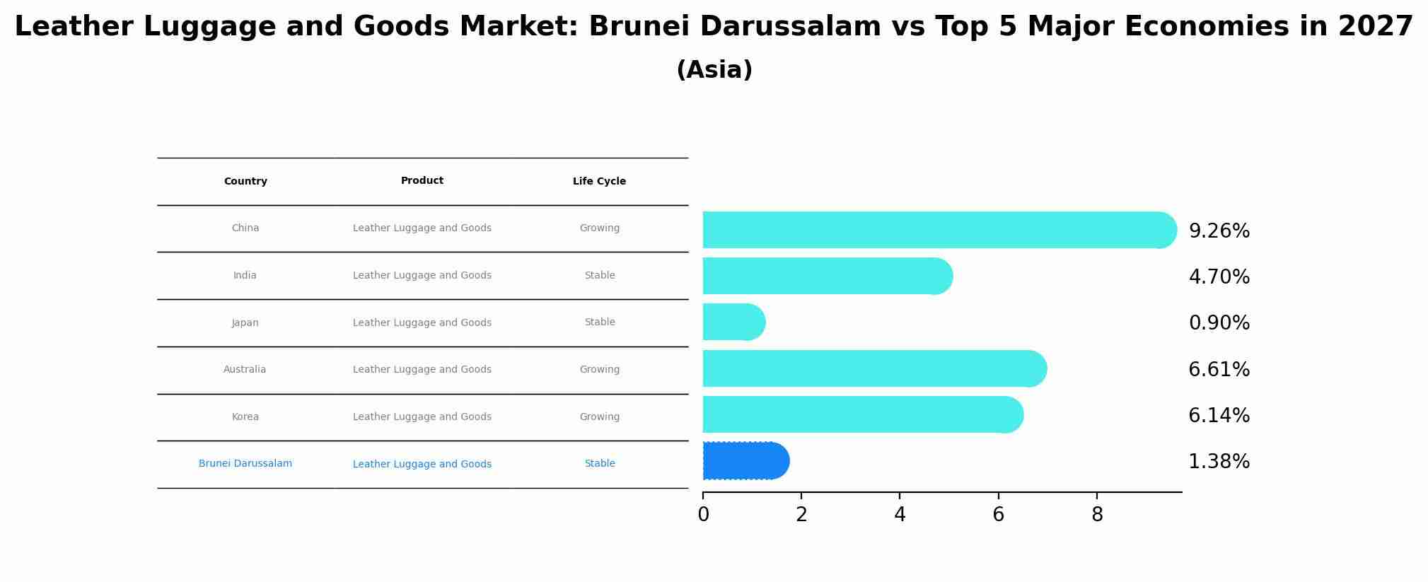 Leather Luggage and Goods Market: Brunei Darussalam vs Top 5 Major Economies in 2027 (Asia)