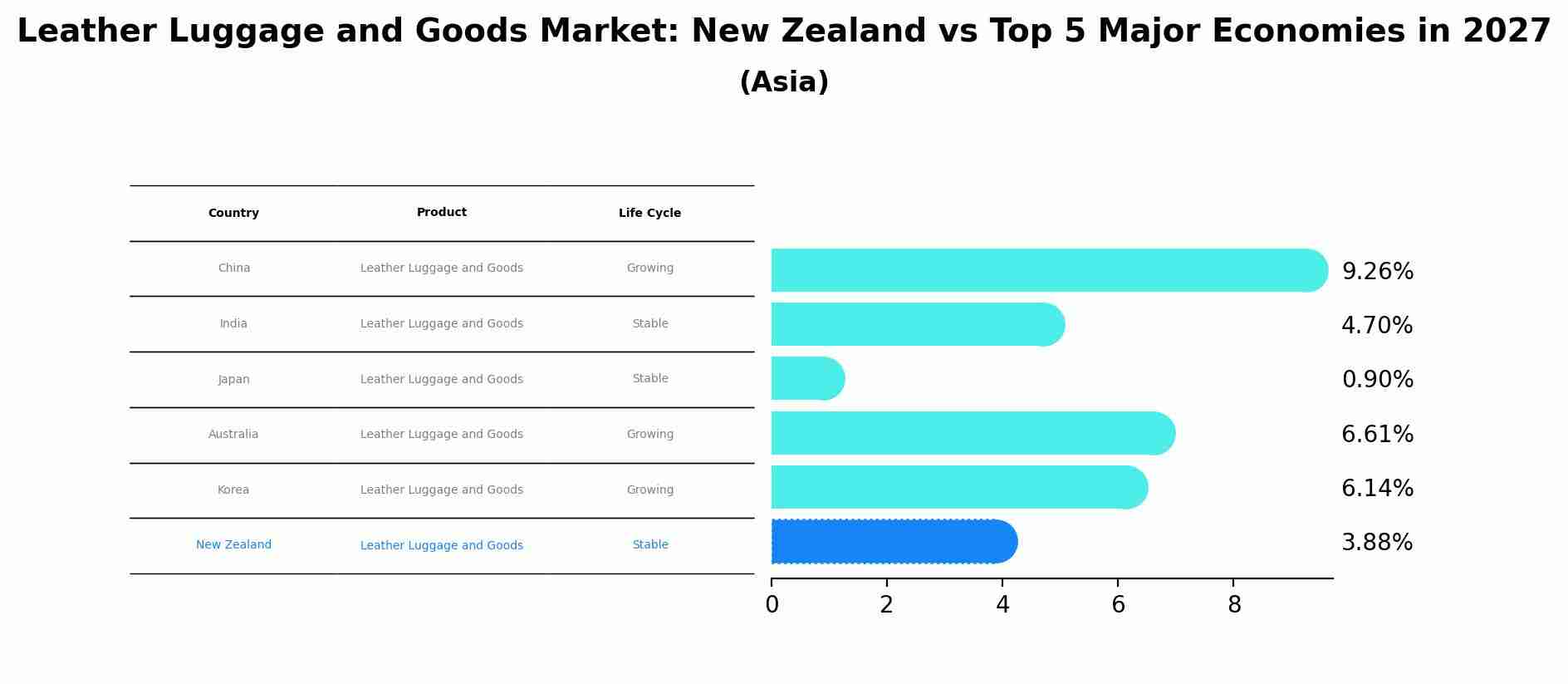 Leather Luggage and Goods Market: New Zealand vs Top 5 Major Economies in 2027 (Asia)