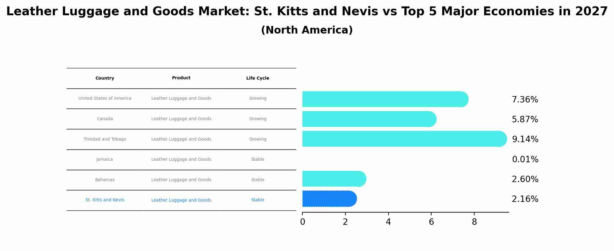 Leather Luggage and Goods Market: St. Kitts and Nevis vs Top 5 Major Economies in 2027 (North America)