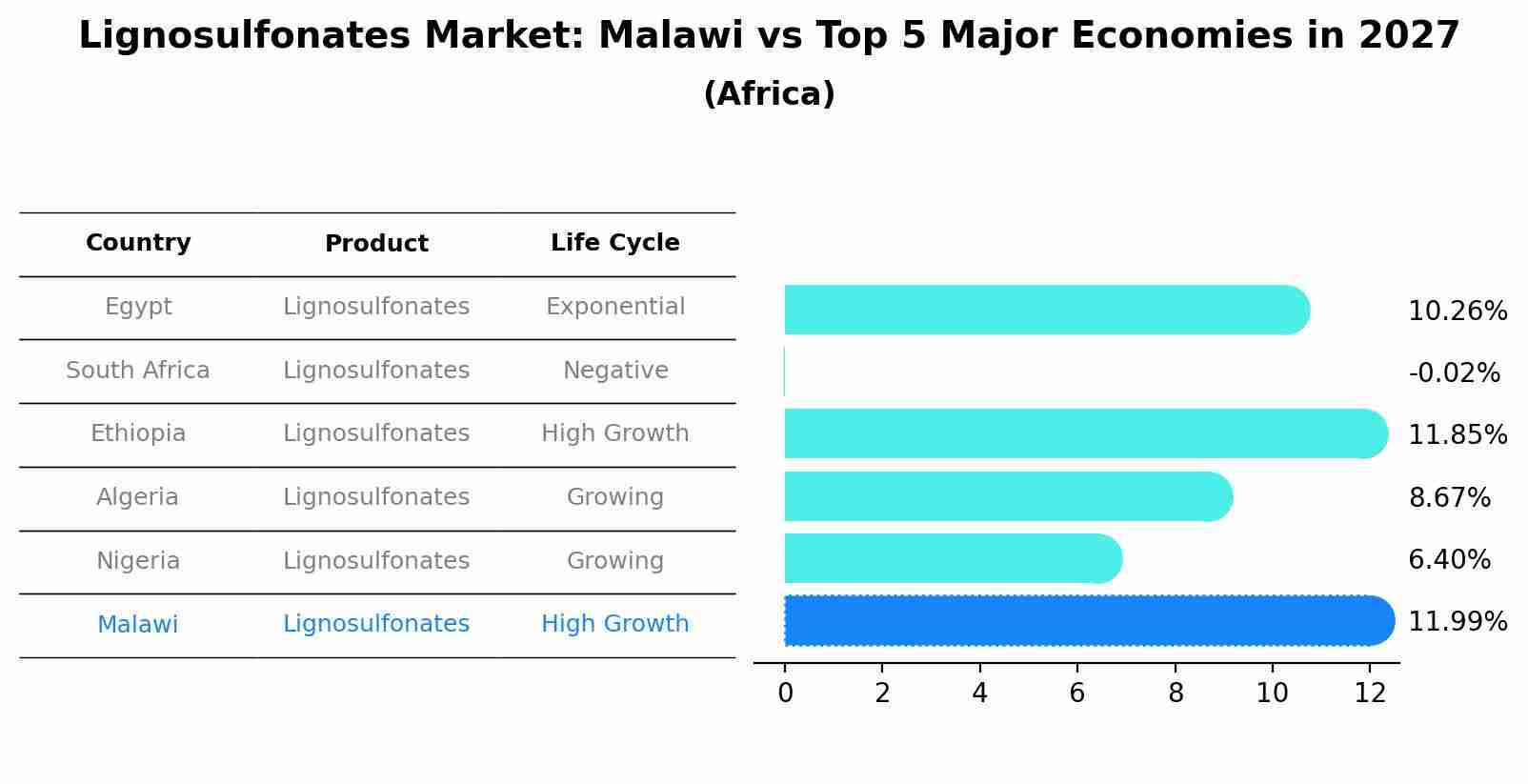 Lignosulfonates Market: Malawi vs Top 5 Major Economies in 2027 (Africa)