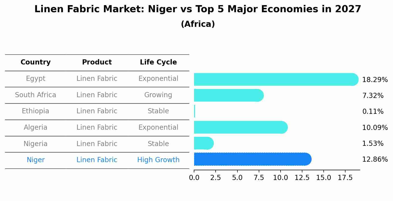 Linen Fabric Market: Niger vs Top 5 Major Economies in 2027 (Africa)