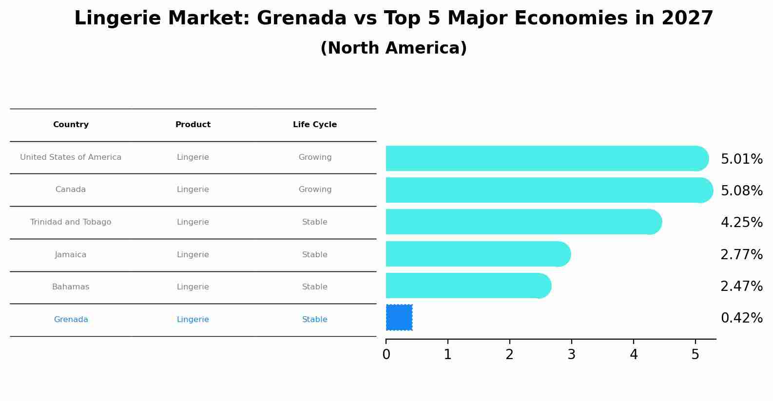 Lingerie Market: Grenada vs Top 5 Major Economies in 2027 (North America)