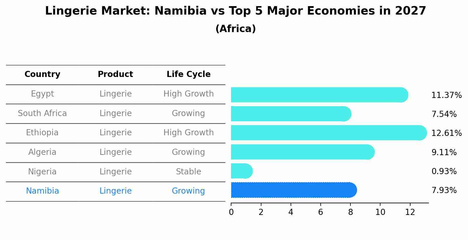 Lingerie Market: Namibia vs Top 5 Major Economies in 2027 (Africa)