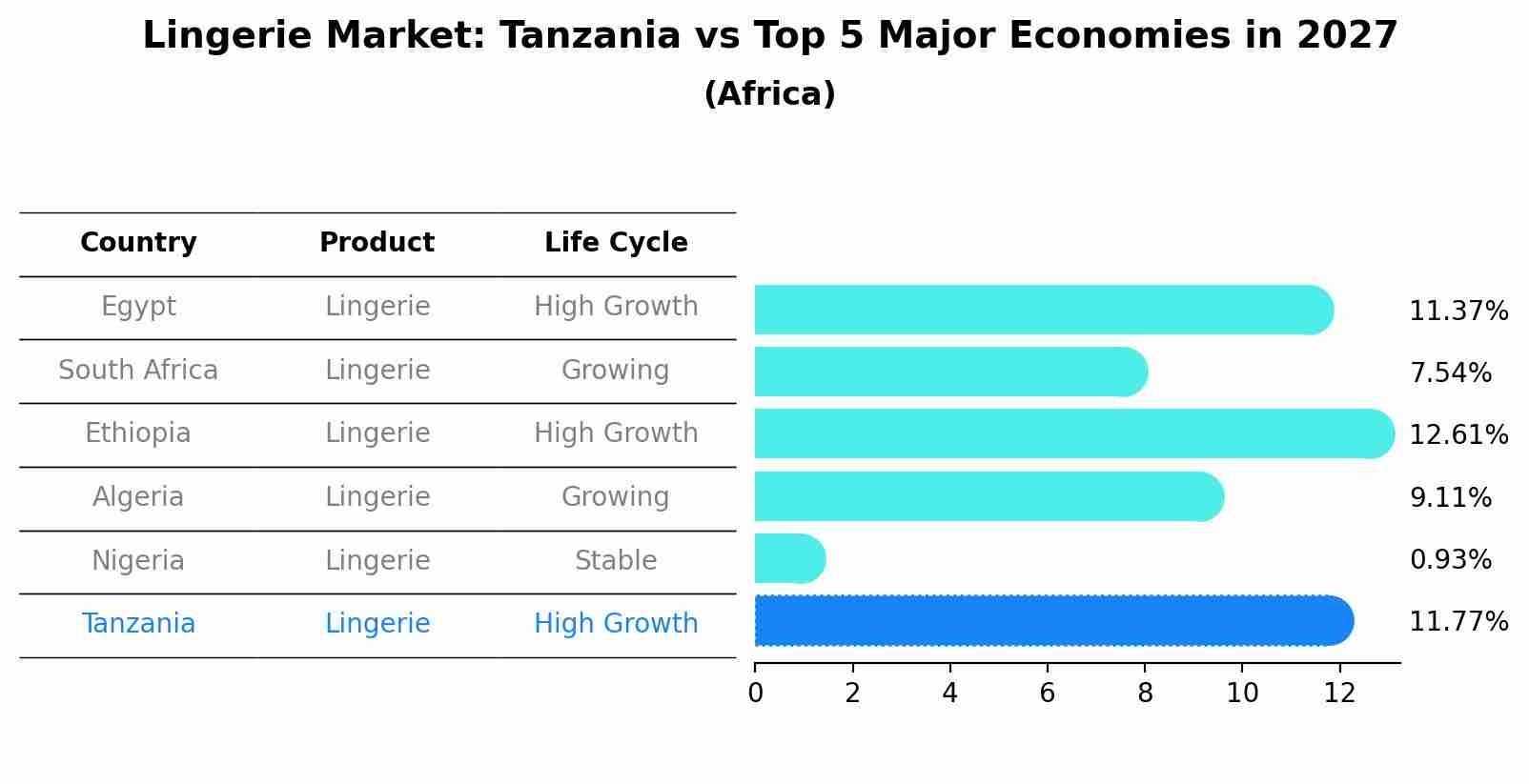 Lingerie Market: Tanzania vs Top 5 Major Economies in 2027 (Africa)