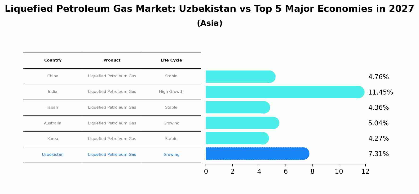 Liquefied Petroleum Gas Market: Uzbekistan vs Top 5 Major Economies in 2027 (Asia)