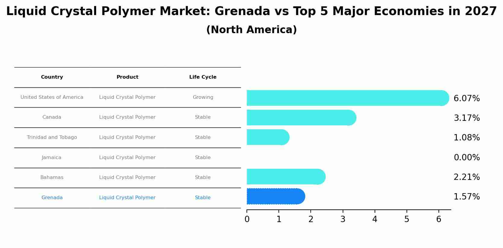 Liquid Crystal Polymer Market: Grenada vs Top 5 Major Economies in 2027 (North America)