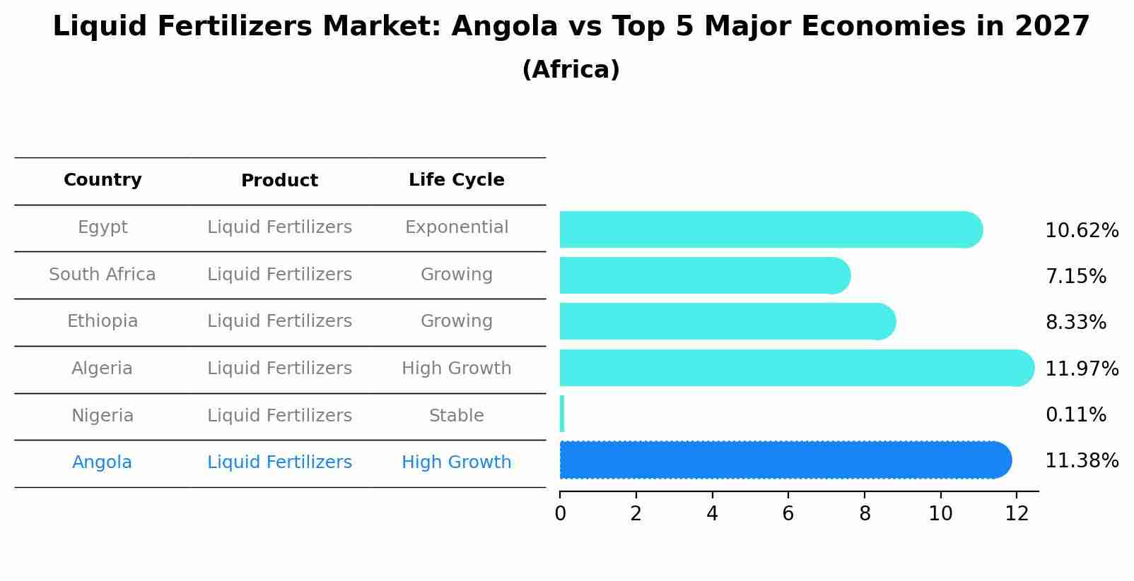 Liquid Fertilizers Market: Angola vs Top 5 Major Economies in 2027 (Africa)