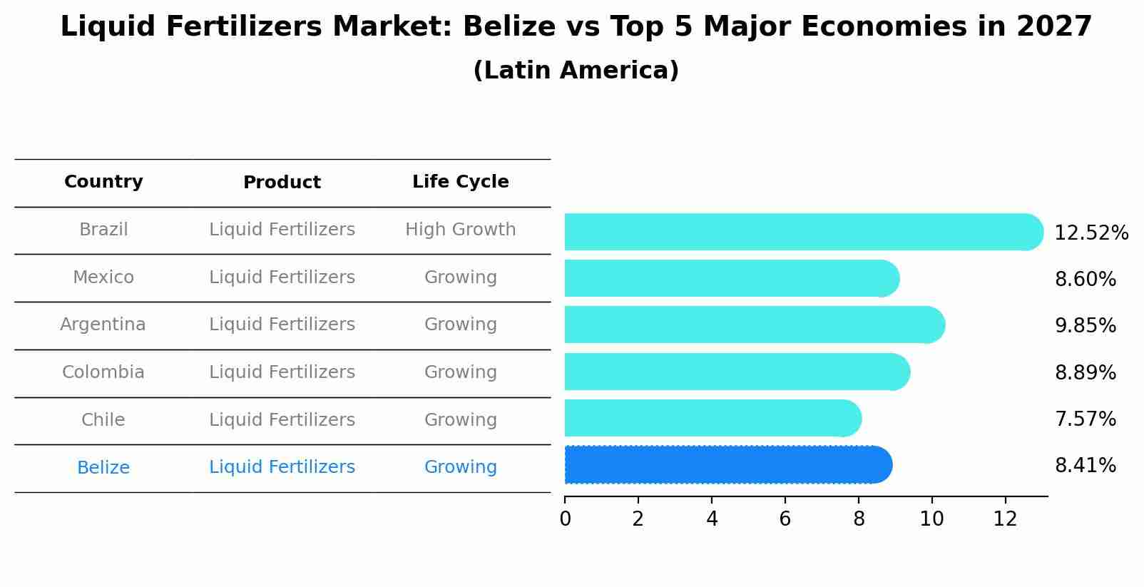 Liquid Fertilizers Market: Belize vs Top 5 Major Economies in 2027 (Latin America)