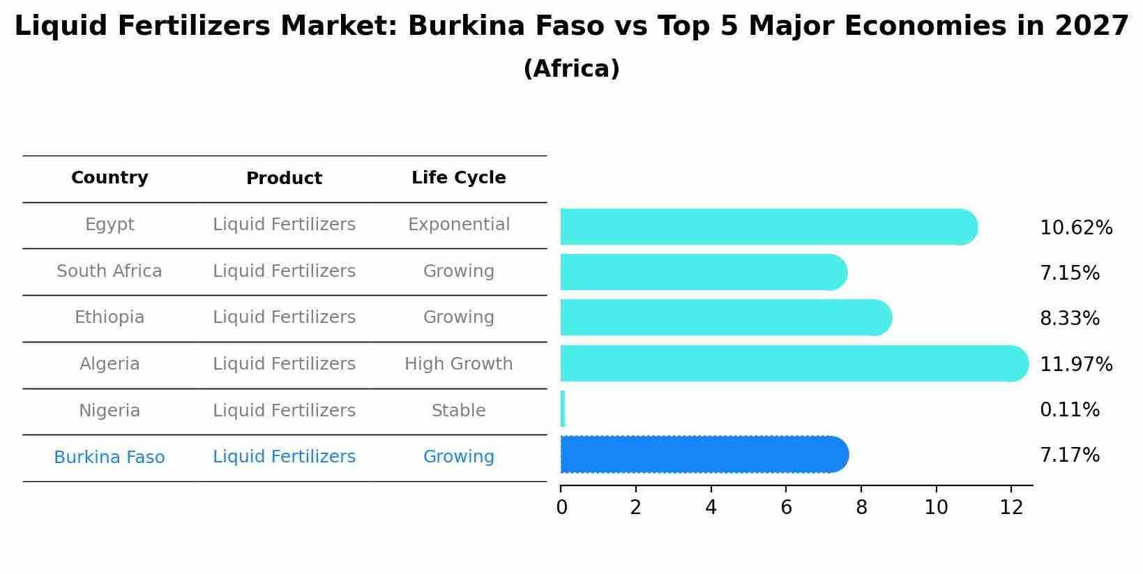 Liquid Fertilizers Market: Burkina Faso vs Top 5 Major Economies in 2027 (Africa)