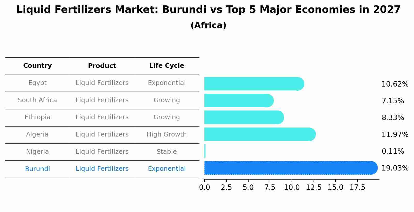 Liquid Fertilizers Market: Burundi vs Top 5 Major Economies in 2027 (Africa)