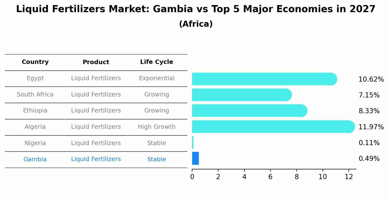 Liquid Fertilizers Market: Gambia vs Top 5 Major Economies in 2027 (Africa)