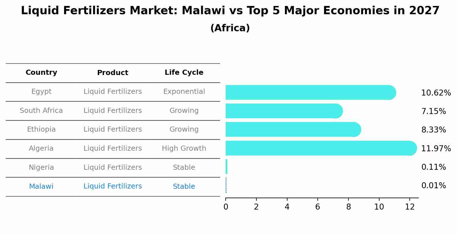Liquid Fertilizers Market: Malawi vs Top 5 Major Economies in 2027 (Africa)