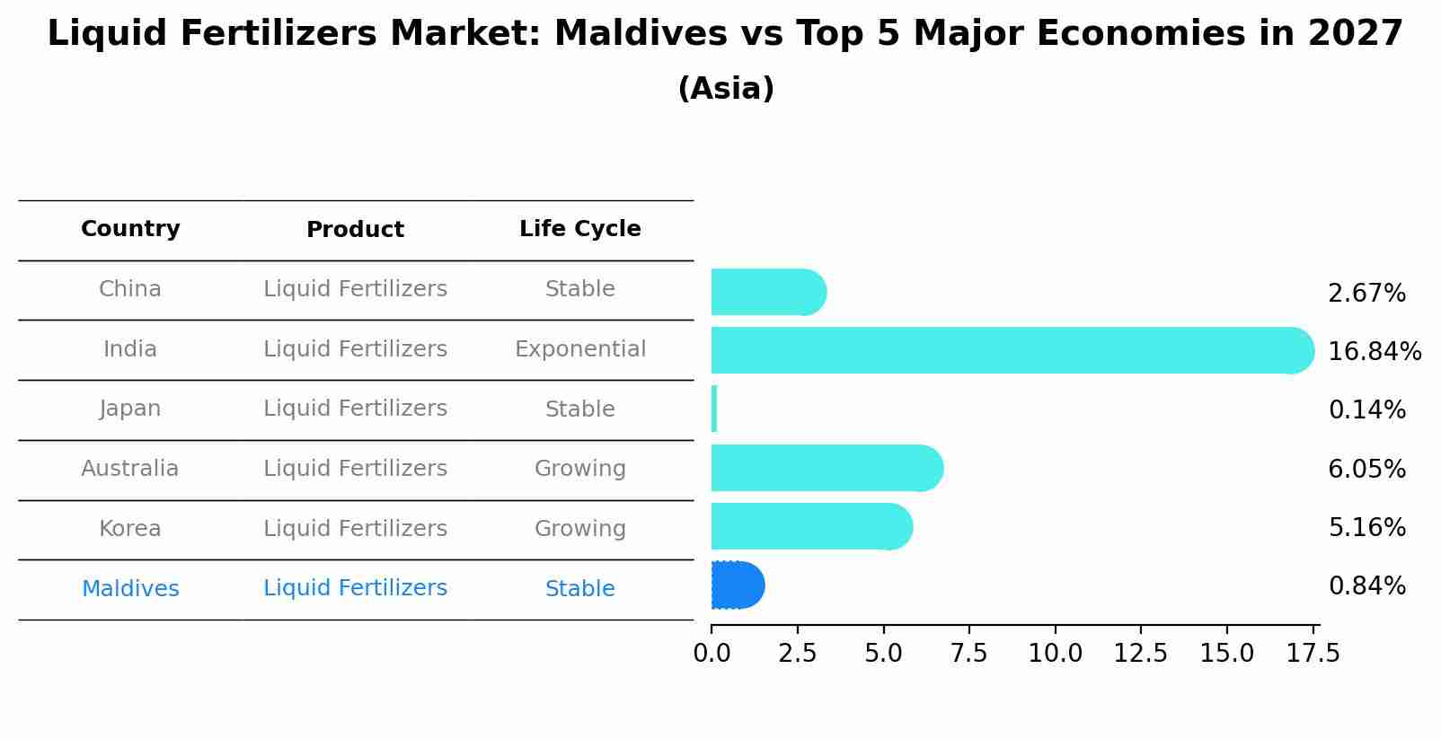 Liquid Fertilizers Market: Maldives vs Top 5 Major Economies in 2027 (Asia)