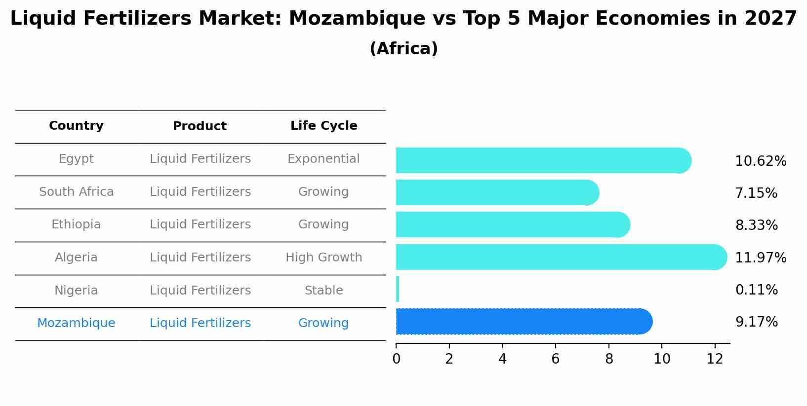 Liquid Fertilizers Market: Mozambique vs Top 5 Major Economies in 2027 (Africa)