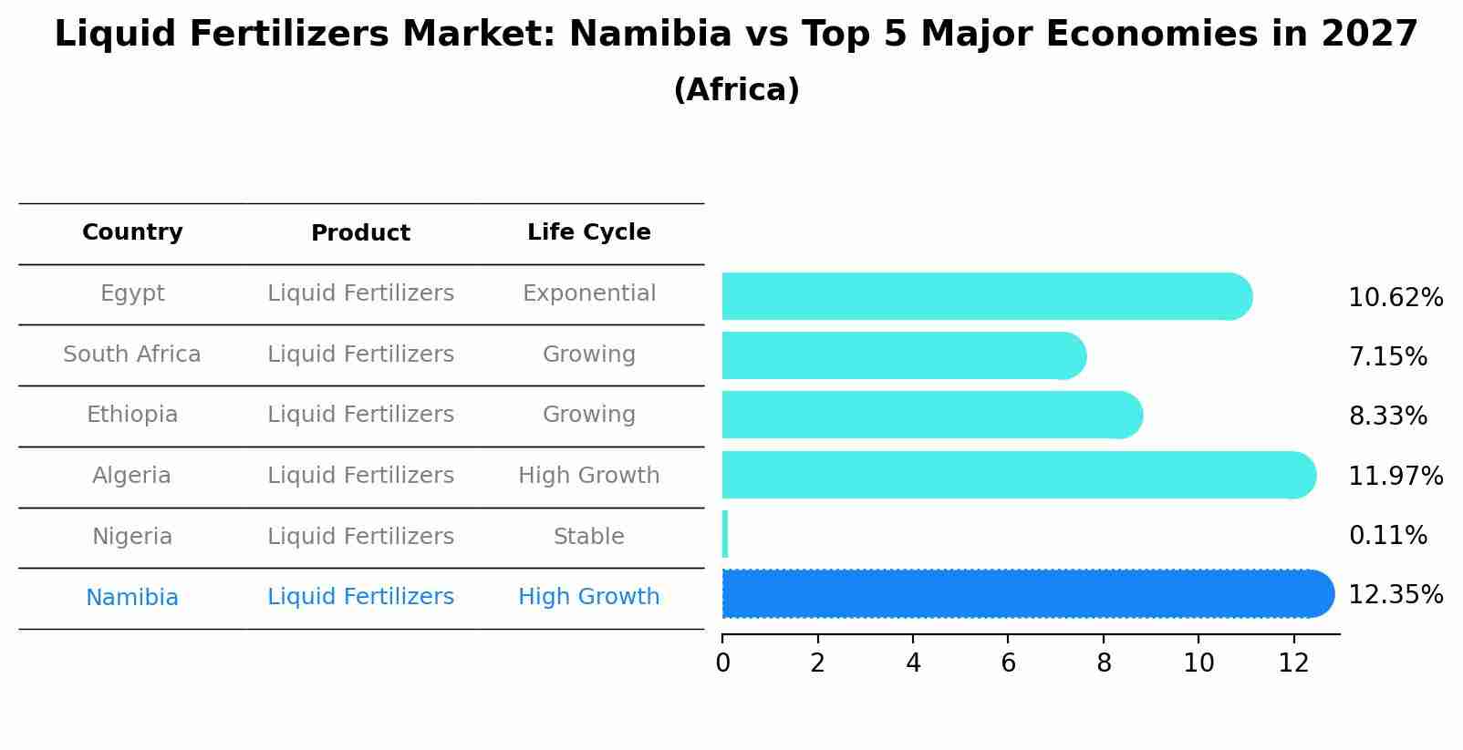 Liquid Fertilizers Market: Namibia vs Top 5 Major Economies in 2027 (Africa)
