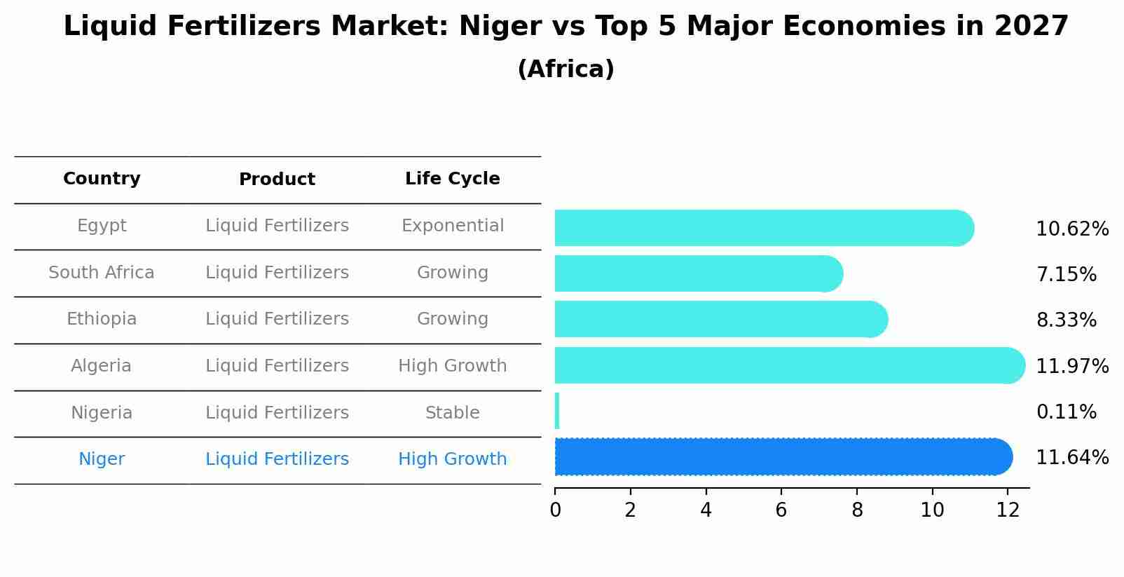 Liquid Fertilizers Market: Niger vs Top 5 Major Economies in 2027 (Africa)