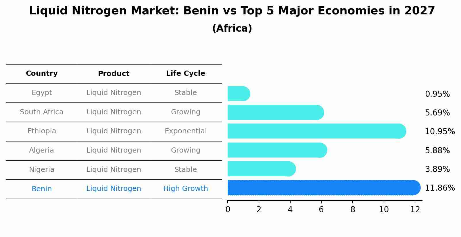 Liquid Nitrogen Market: Benin vs Top 5 Major Economies in 2027 (Africa)