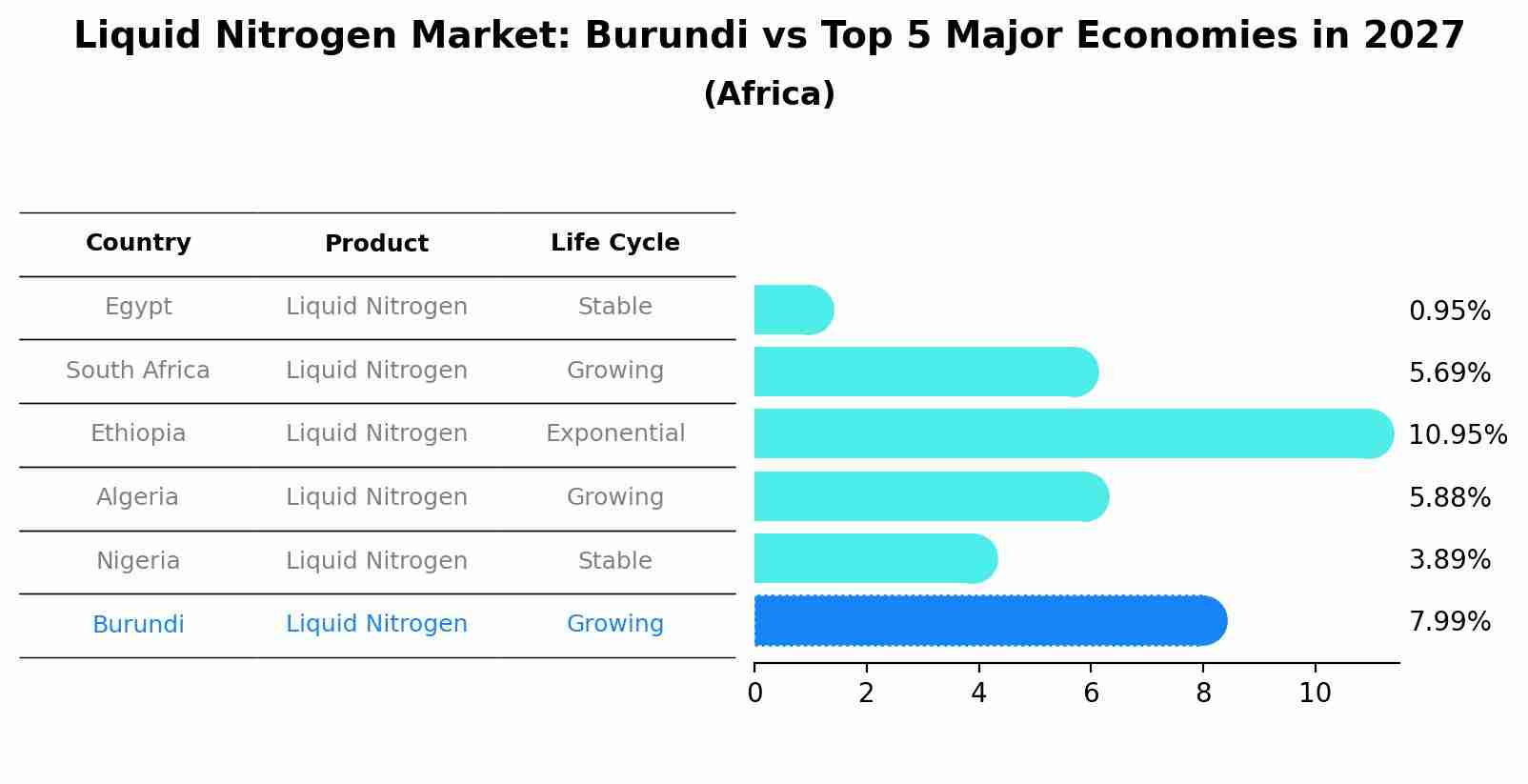 Liquid Nitrogen Market: Burundi vs Top 5 Major Economies in 2027 (Africa)