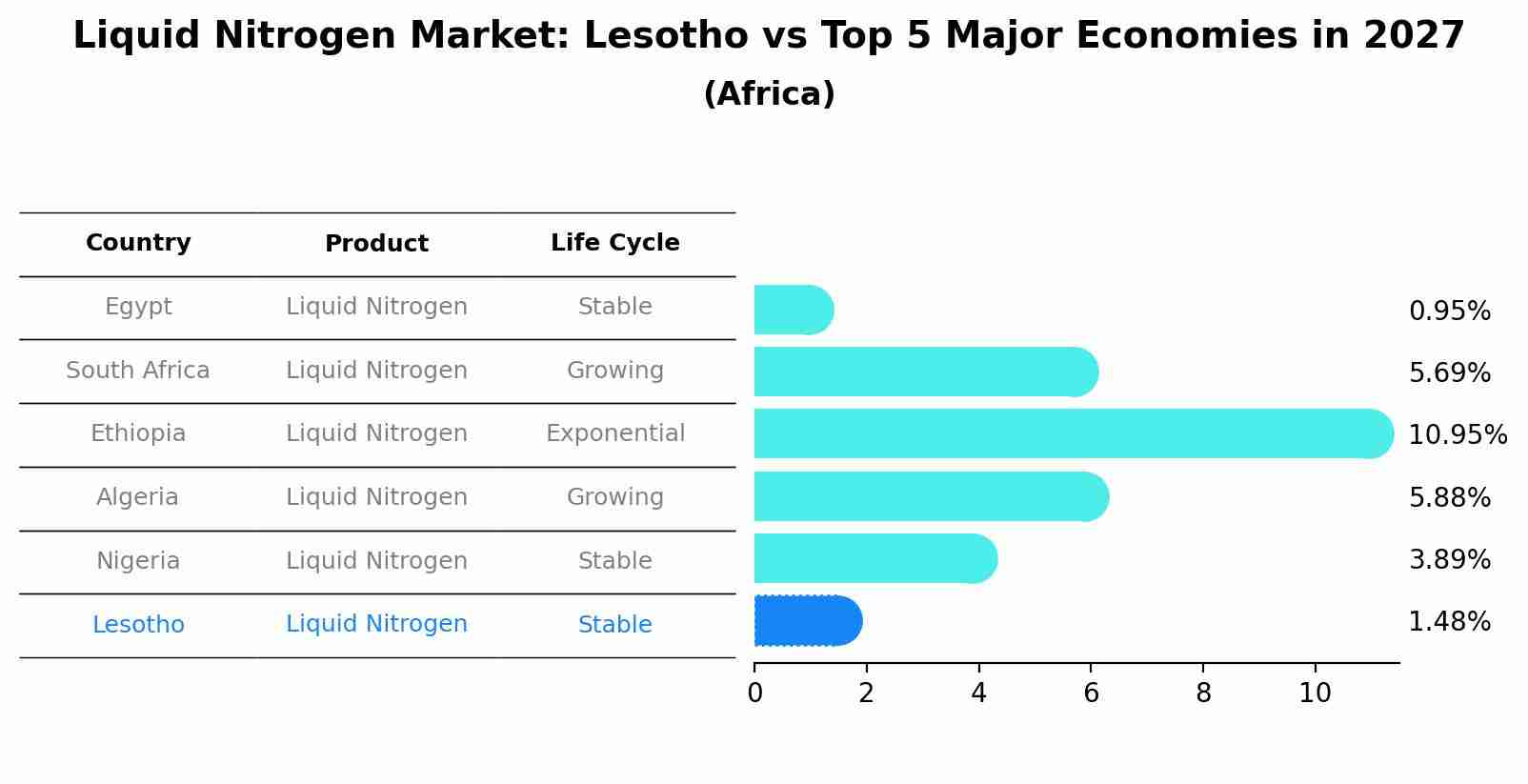 Liquid Nitrogen Market: Lesotho vs Top 5 Major Economies in 2027 (Africa)