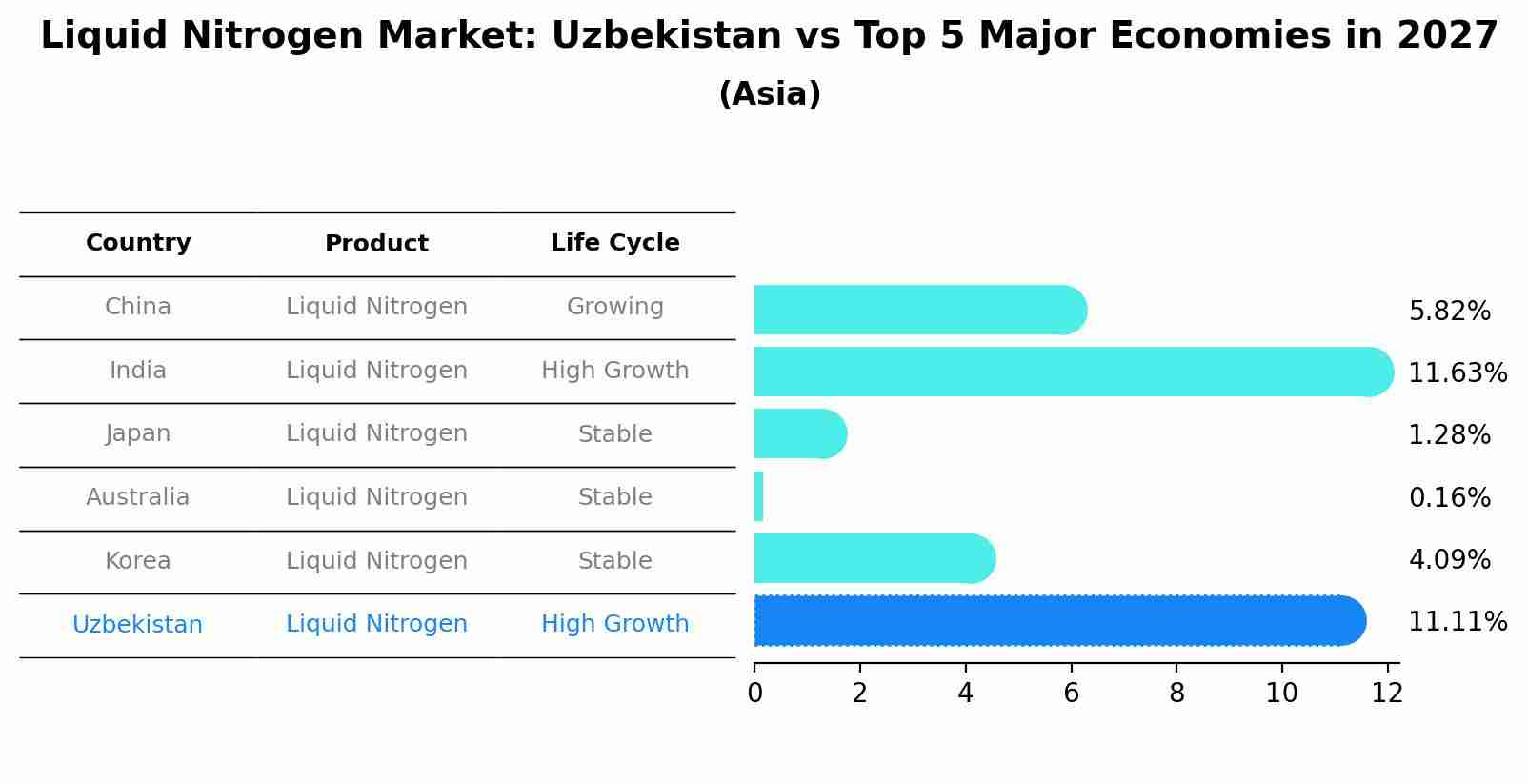 Liquid Nitrogen Market: Uzbekistan vs Top 5 Major Economies in 2027 (Asia)