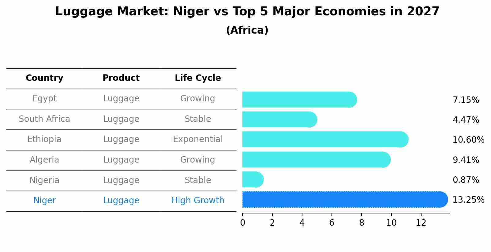 Luggage Market: Niger vs Top 5 Major Economies in 2027 (Africa)