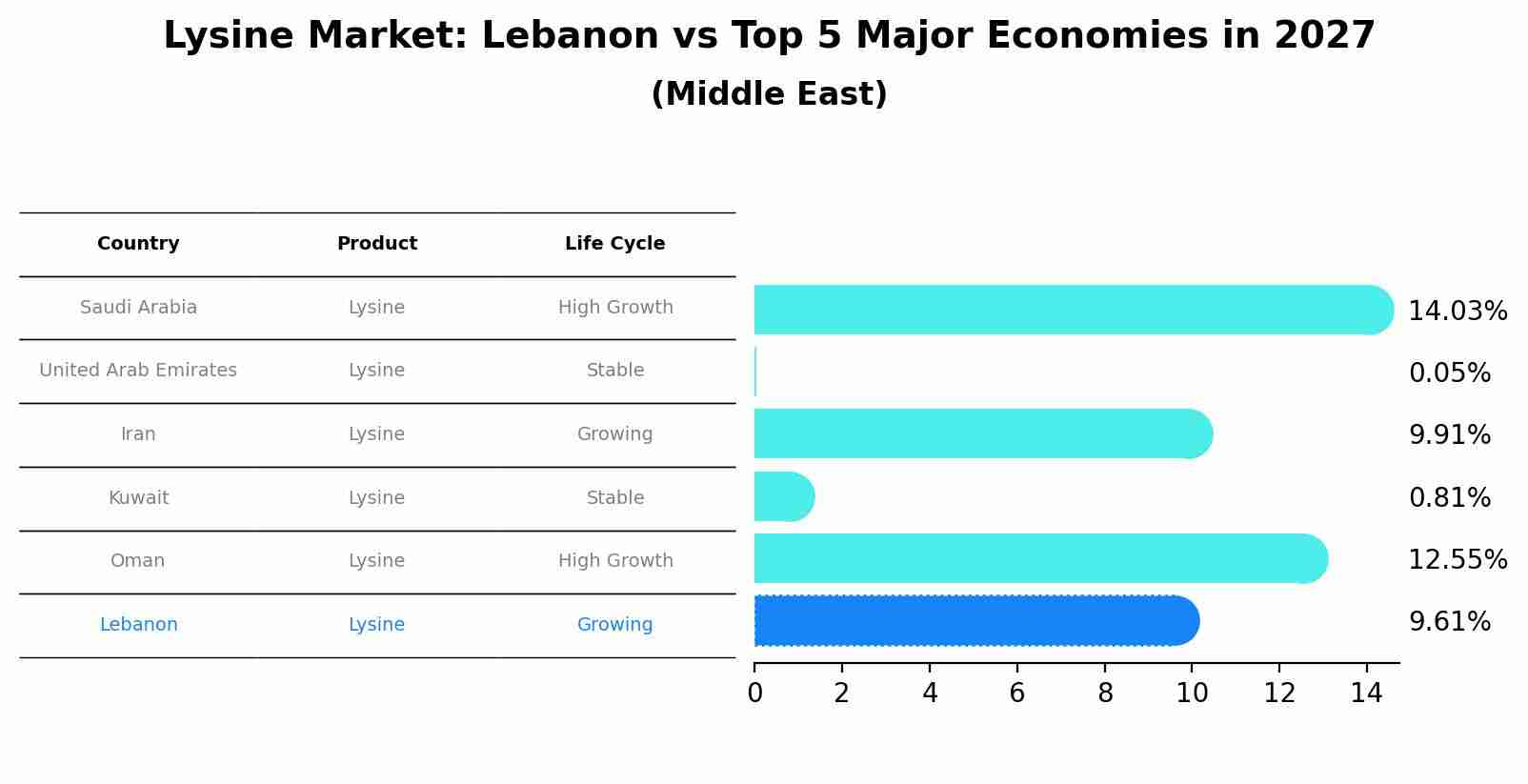 Lysine Market: Lebanon vs Top 5 Major Economies in 2027 (Middle East)
