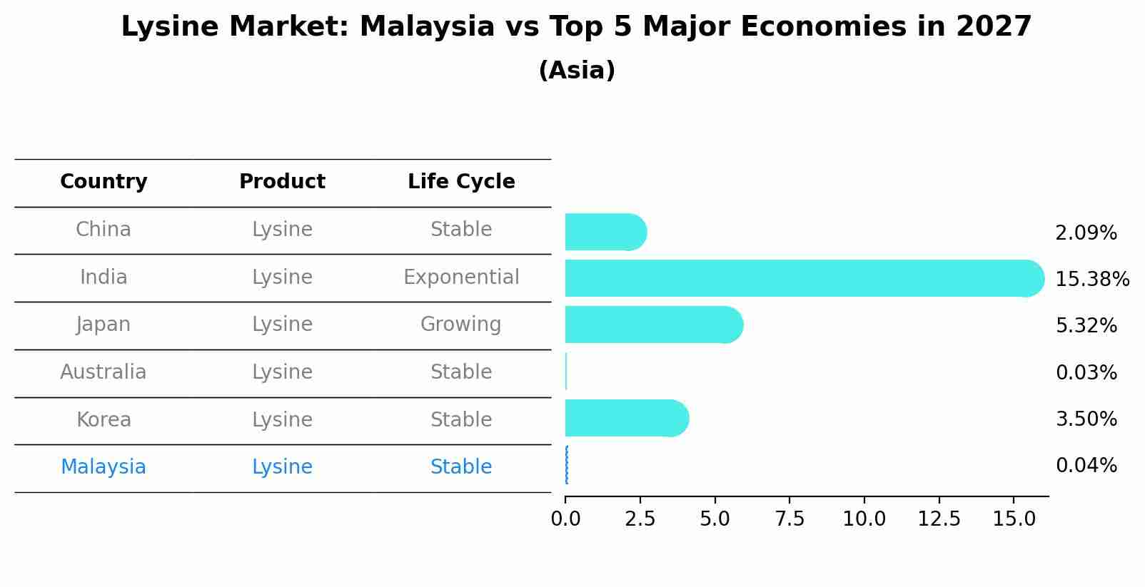 Lysine Market: Malaysia vs Top 5 Major Economies in 2027 (Asia)