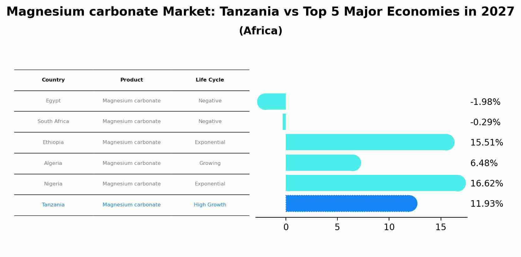 Magnesium carbonate Market: Tanzania vs Top 5 Major Economies in 2027 (Africa)
