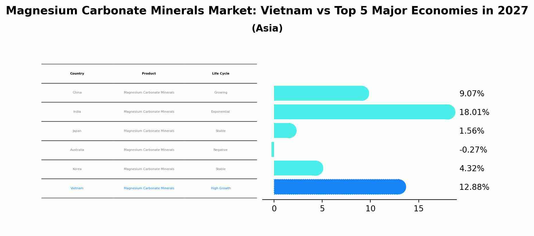 Magnesium Carbonate Minerals Market: Vietnam vs Top 5 Major Economies in 2027 (Asia)