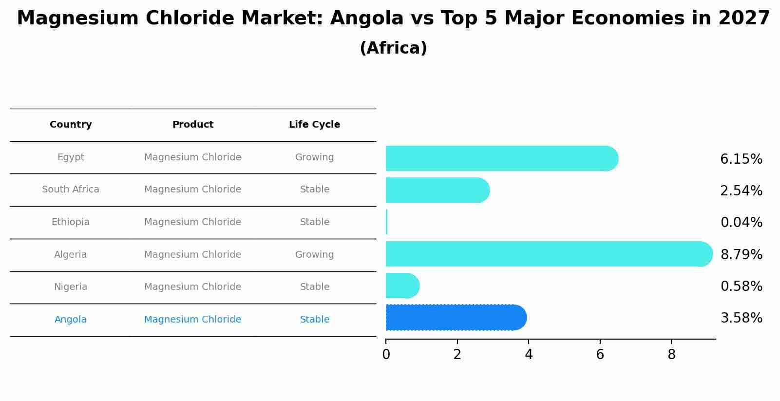 Magnesium Chloride Market: Angola vs Top 5 Major Economies in 2027 (Africa)