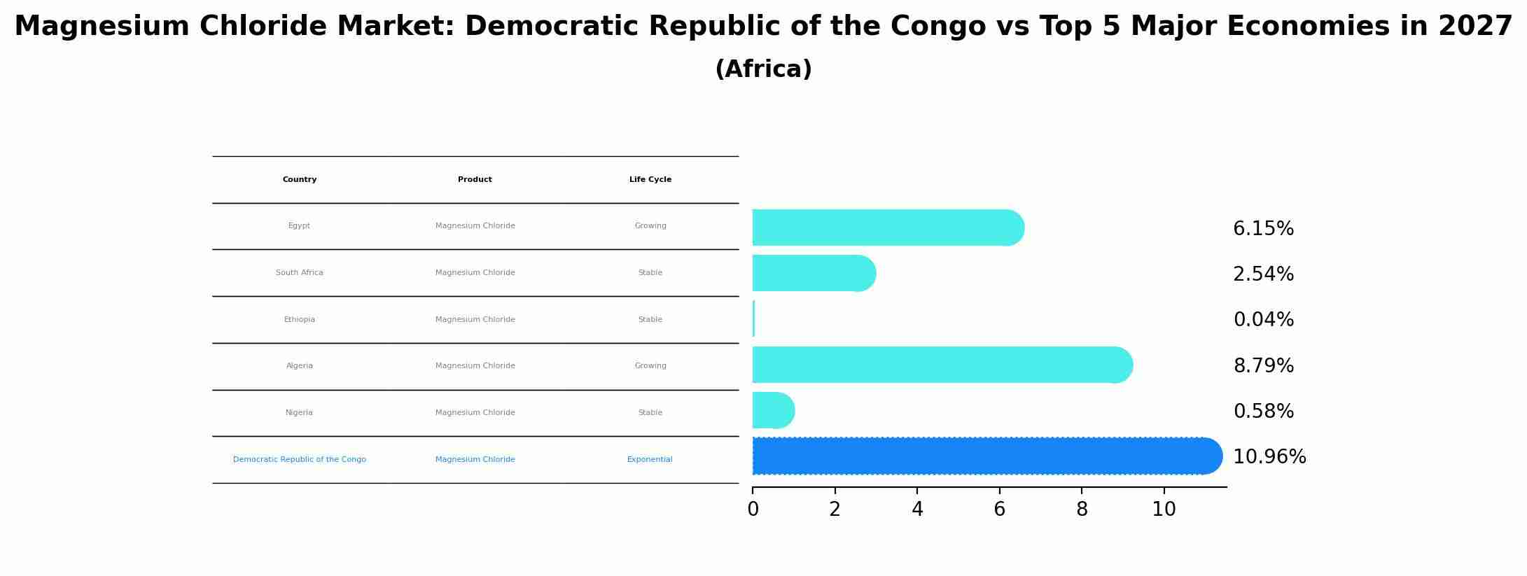 Magnesium Chloride Market: Democratic Republic of the Congo vs Top 5 Major Economies in 2027 (Africa)
