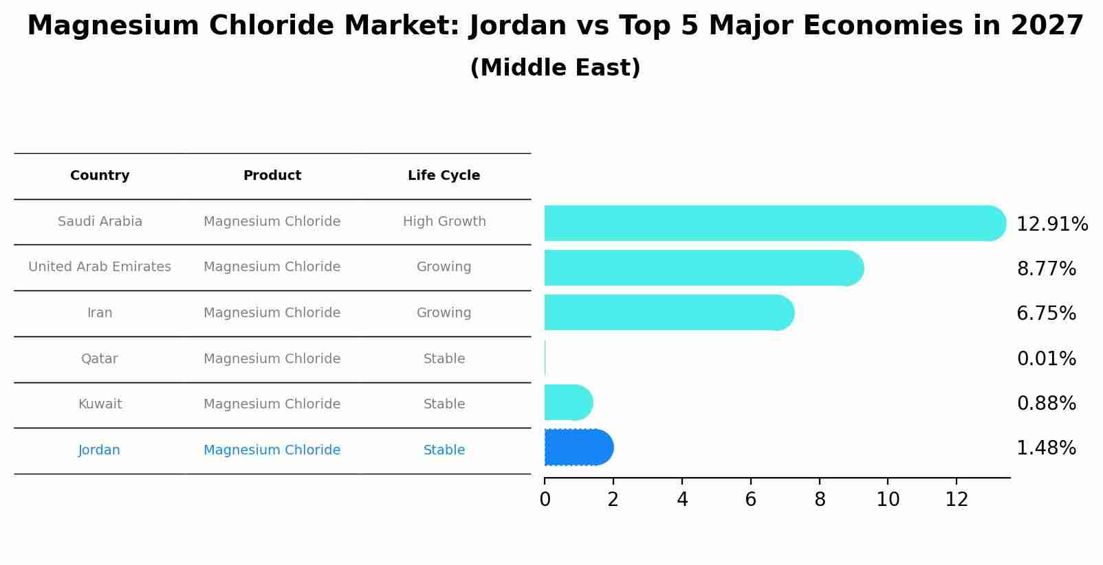 Magnesium Chloride Market: Jordan vs Top 5 Major Economies in 2027 (Middle East)