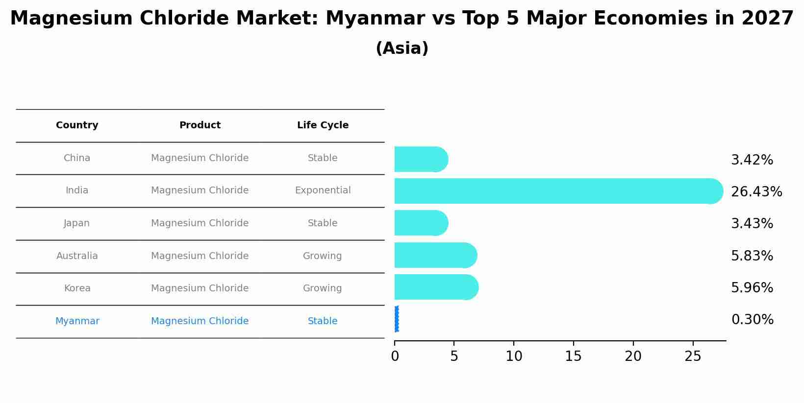 Magnesium Chloride Market: Myanmar vs Top 5 Major Economies in 2027 (Asia)