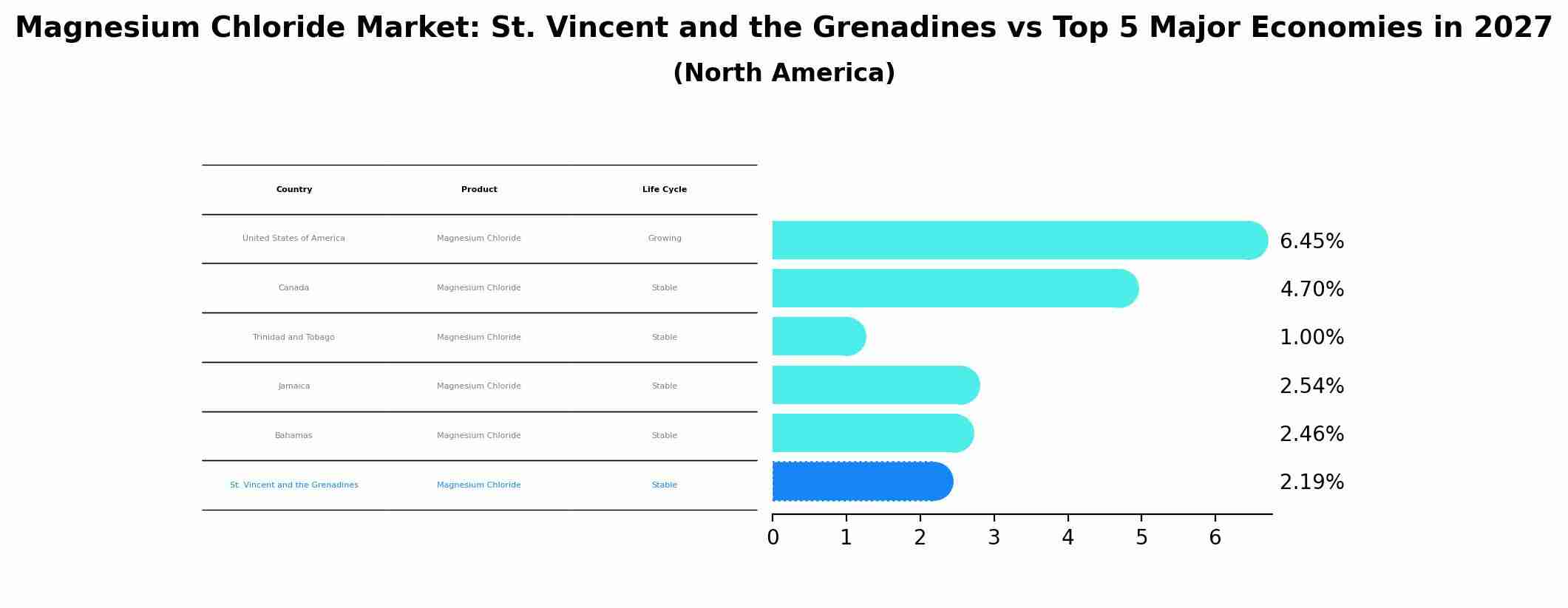 Magnesium Chloride Market: St. Vincent and the Grenadines vs Top 5 Major Economies in 2027 (North America)