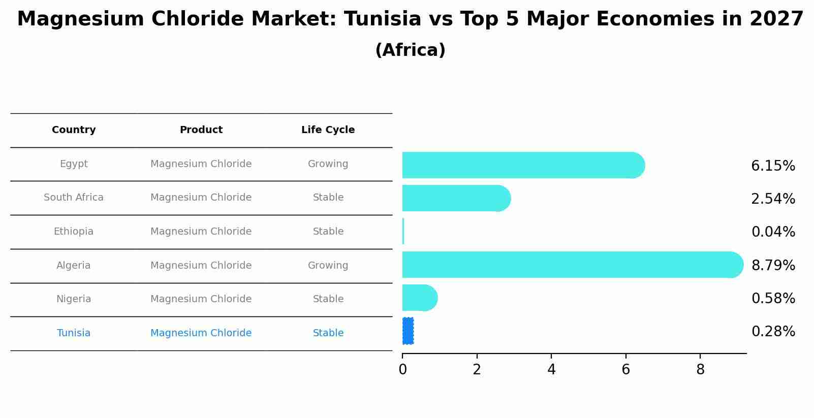Magnesium Chloride Market: Tunisia vs Top 5 Major Economies in 2027 (Africa)