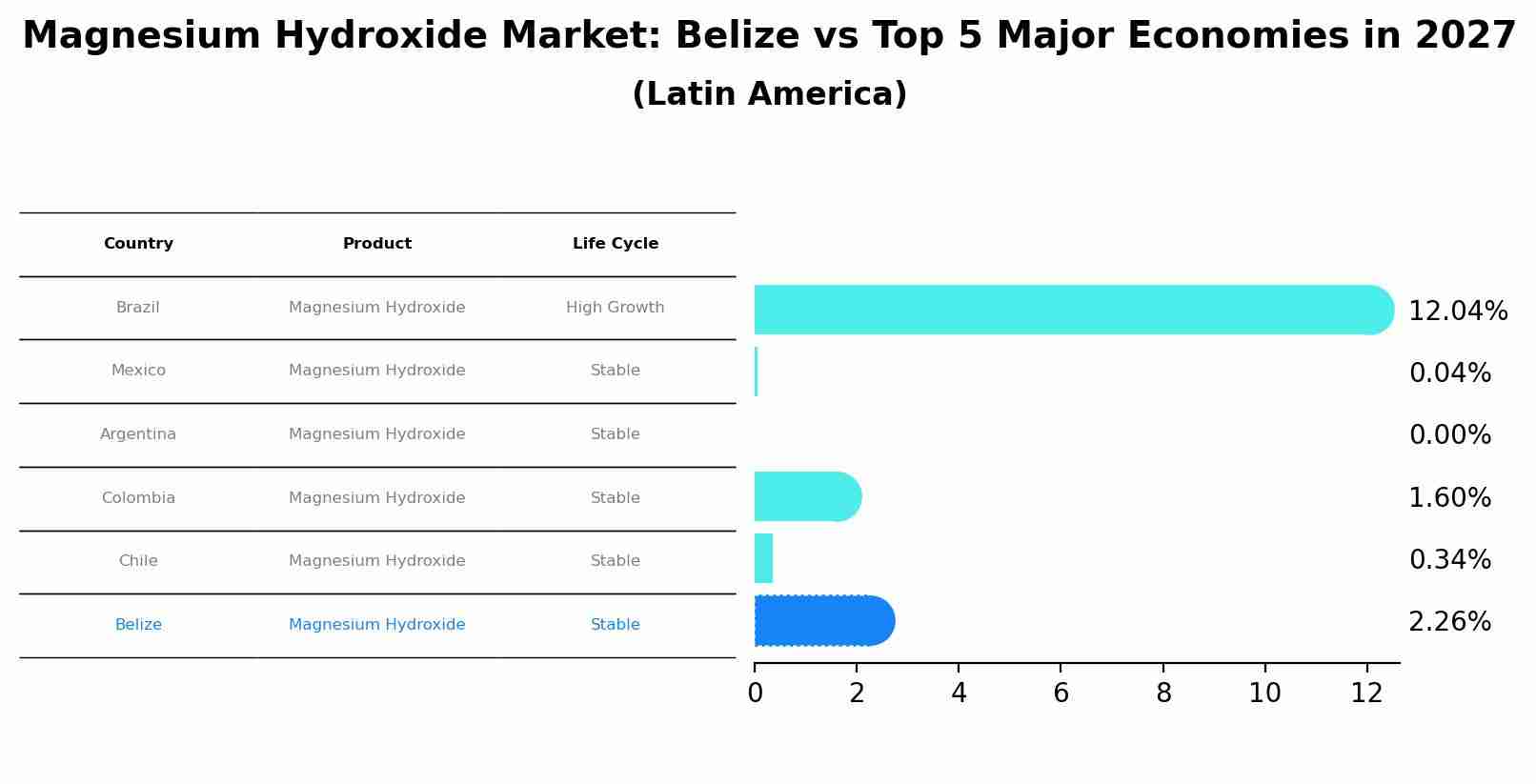 Magnesium Hydroxide Market: Belize vs Top 5 Major Economies in 2027 (Latin America)