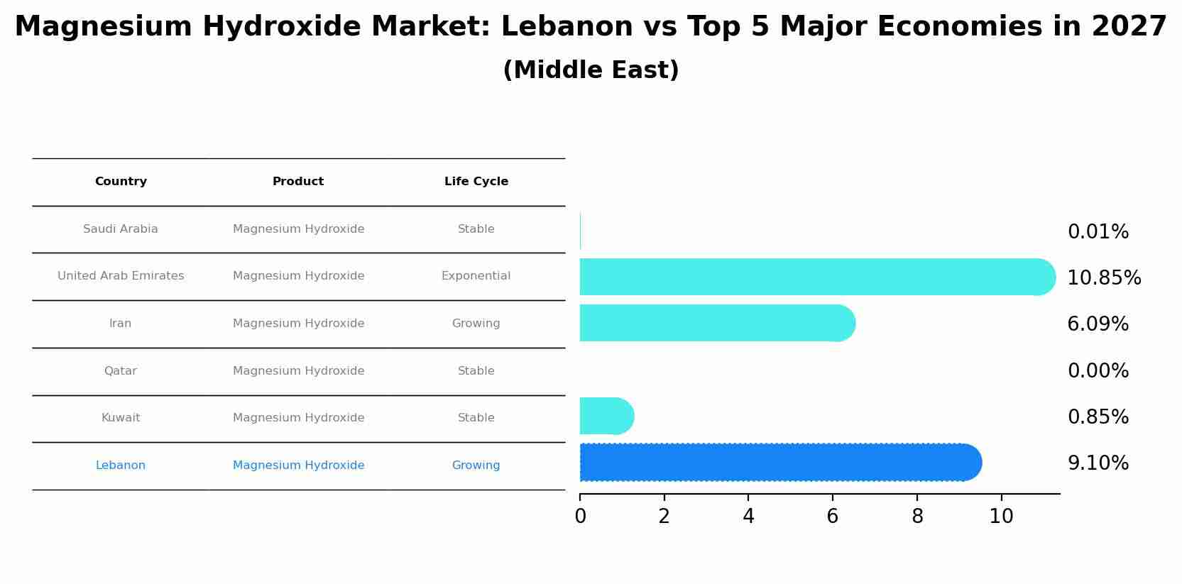 Magnesium Hydroxide Market: Lebanon vs Top 5 Major Economies in 2027 (Middle East)