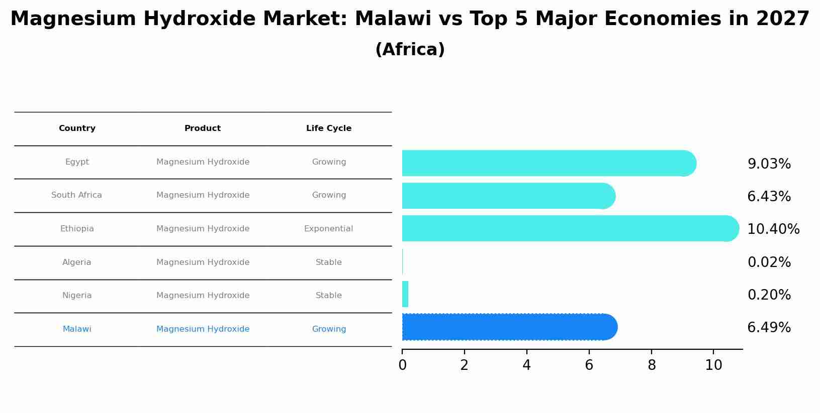 Magnesium Hydroxide Market: Malawi vs Top 5 Major Economies in 2027 (Africa)