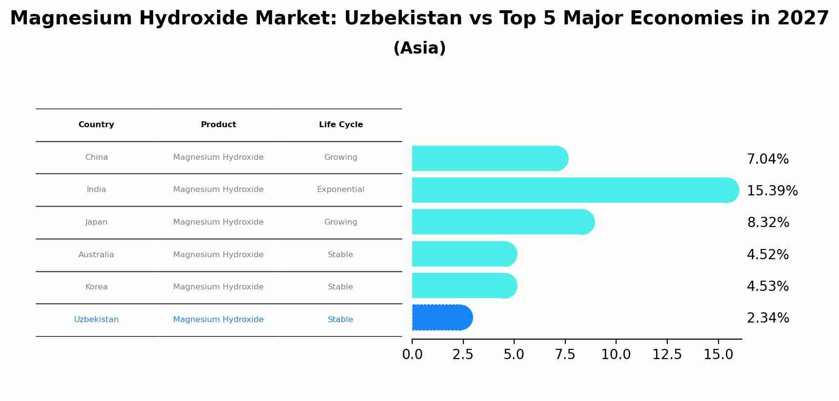Magnesium Hydroxide Market: Uzbekistan vs Top 5 Major Economies in 2027 (Asia)