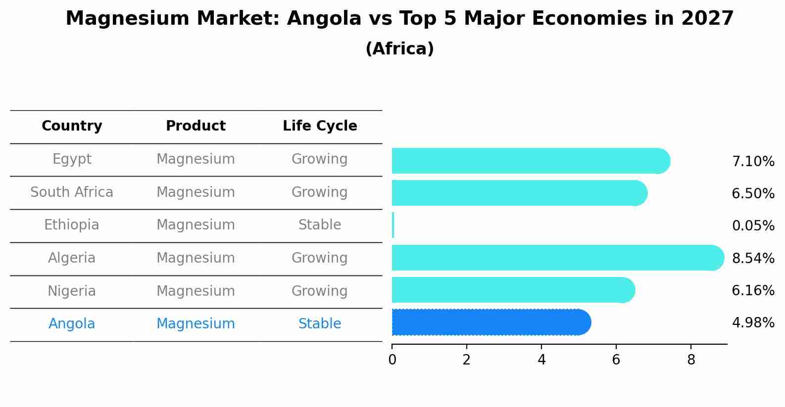 Magnesium Market: Angola vs Top 5 Major Economies in 2027 (Africa)