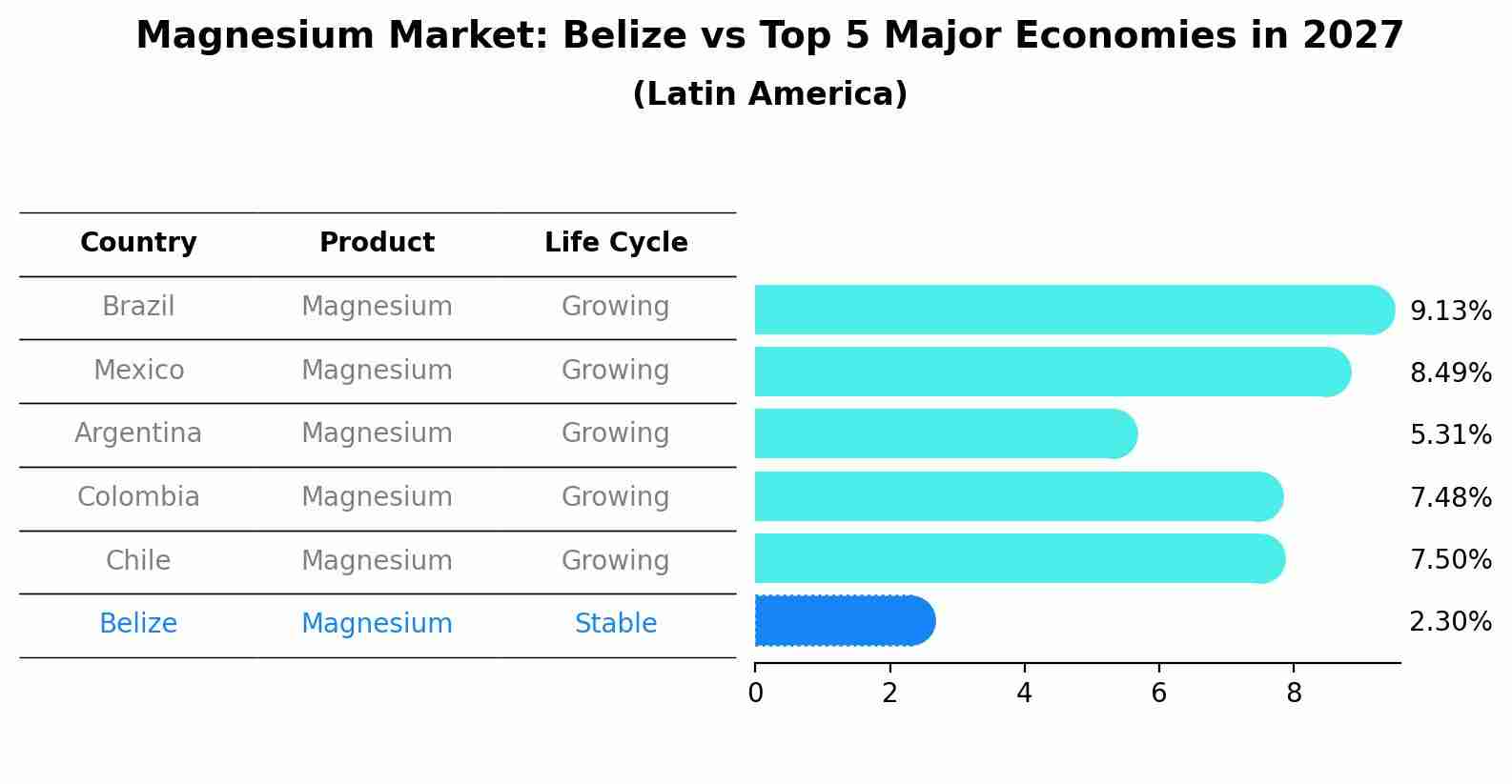 Magnesium Market: Belize vs Top 5 Major Economies in 2027 (Latin America)