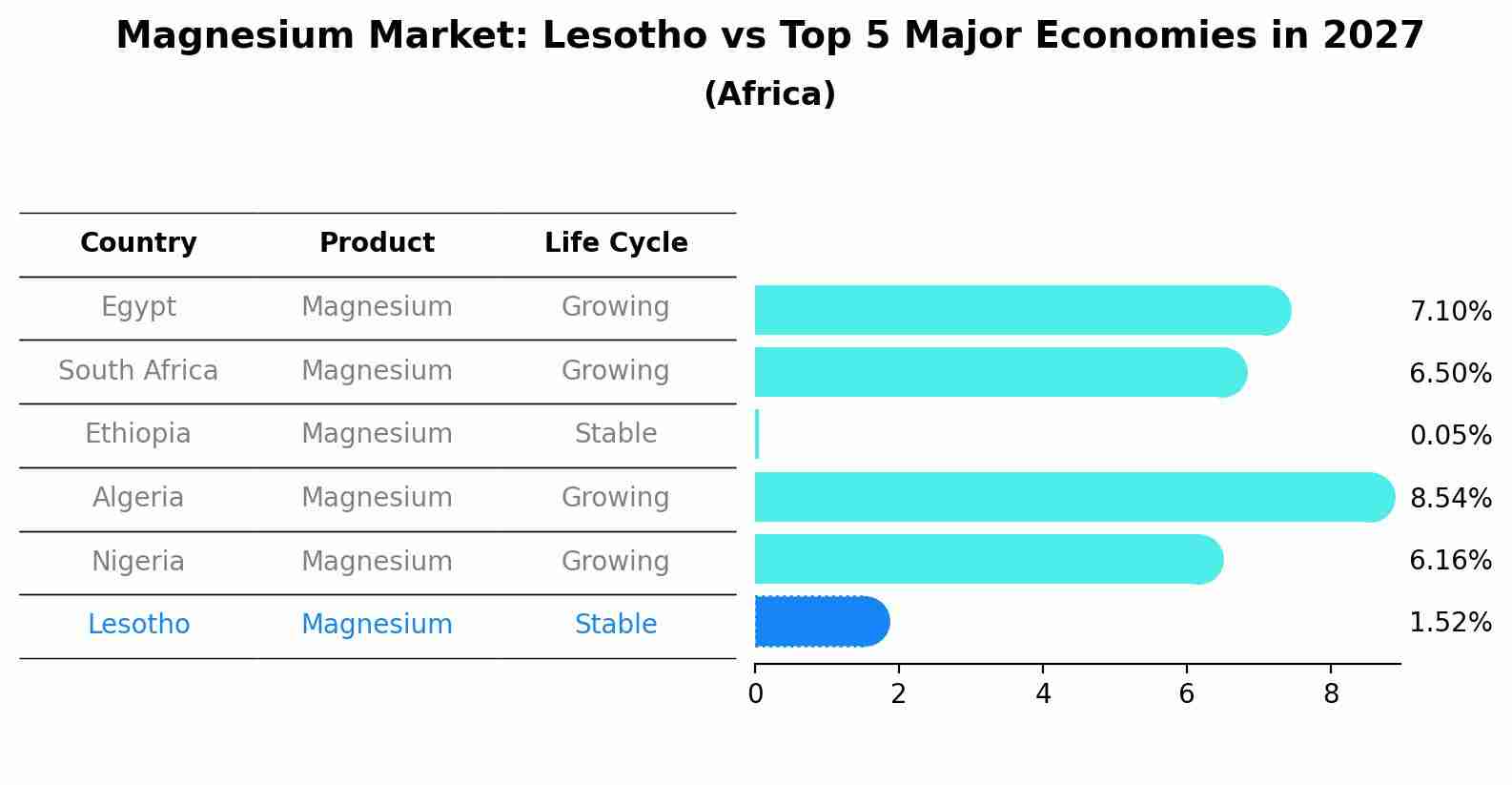 Magnesium Market: Lesotho vs Top 5 Major Economies in 2027 (Africa)