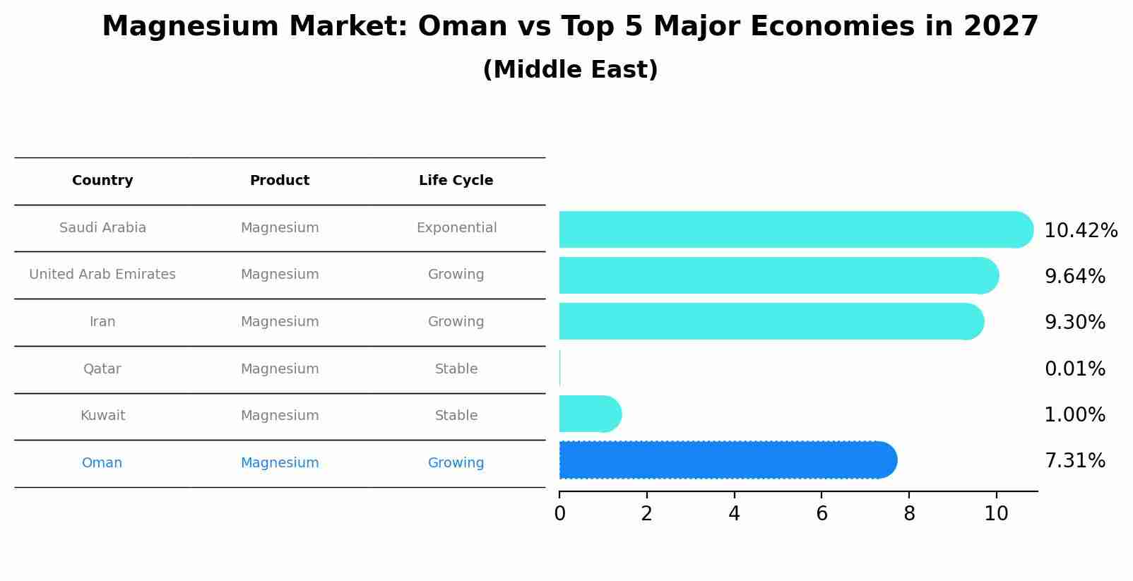 Magnesium Market: Oman vs Top 5 Major Economies in 2027 (Middle East)
